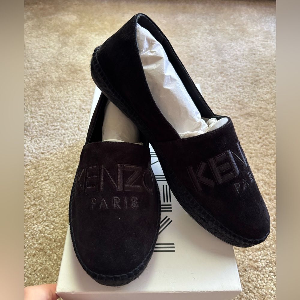 Kenzo Paris Black Suede Espadrilles with Box & Paperwork Size 43 EU